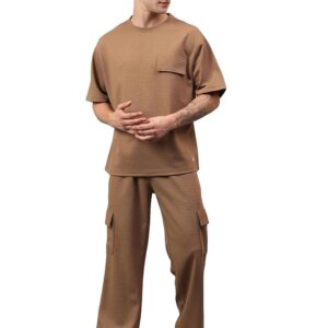 YHA Casual Round Neck Gents TrackSuit Stylish Summer Half Sleeves Mens Cord Set With Full Pant Lightweight Breathable Polycotton Fabric Co-ord Sets For Men