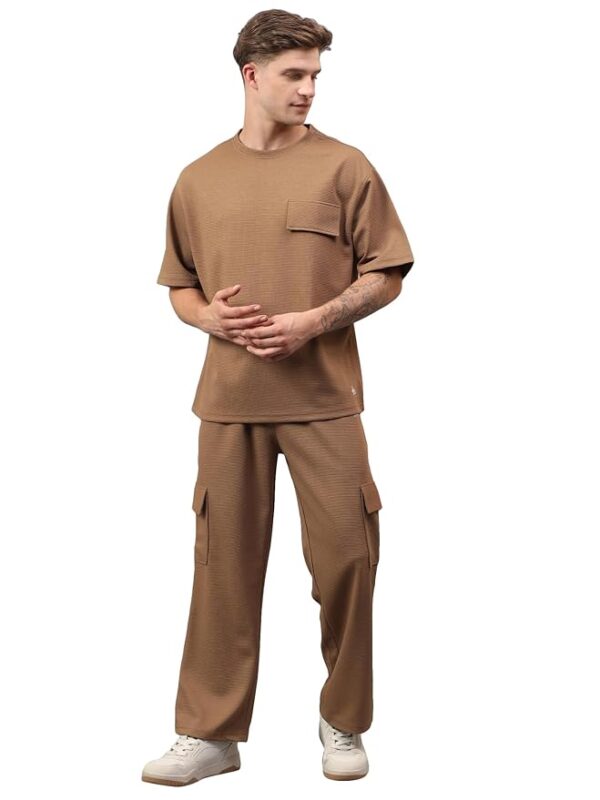 YHA Casual Round Neck Gents TrackSuit Stylish Summer Half Sleeves Mens Cord Set With Full Pant Lightweight Breathable Polycotton Fabric Co-ord Sets For Men