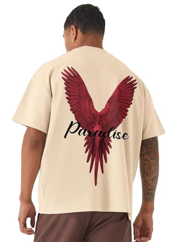 PRONK Men Oversized Printed Half Sleeve Drop Shoulder Cotton T-Shirt