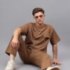YHA Casual Round Neck Gents TrackSuit Stylish Summer Half Sleeves Mens Cord Set With Full Pant Lightweight Breathable Polycotton Fabric Co-ord Sets For Men - Image 2